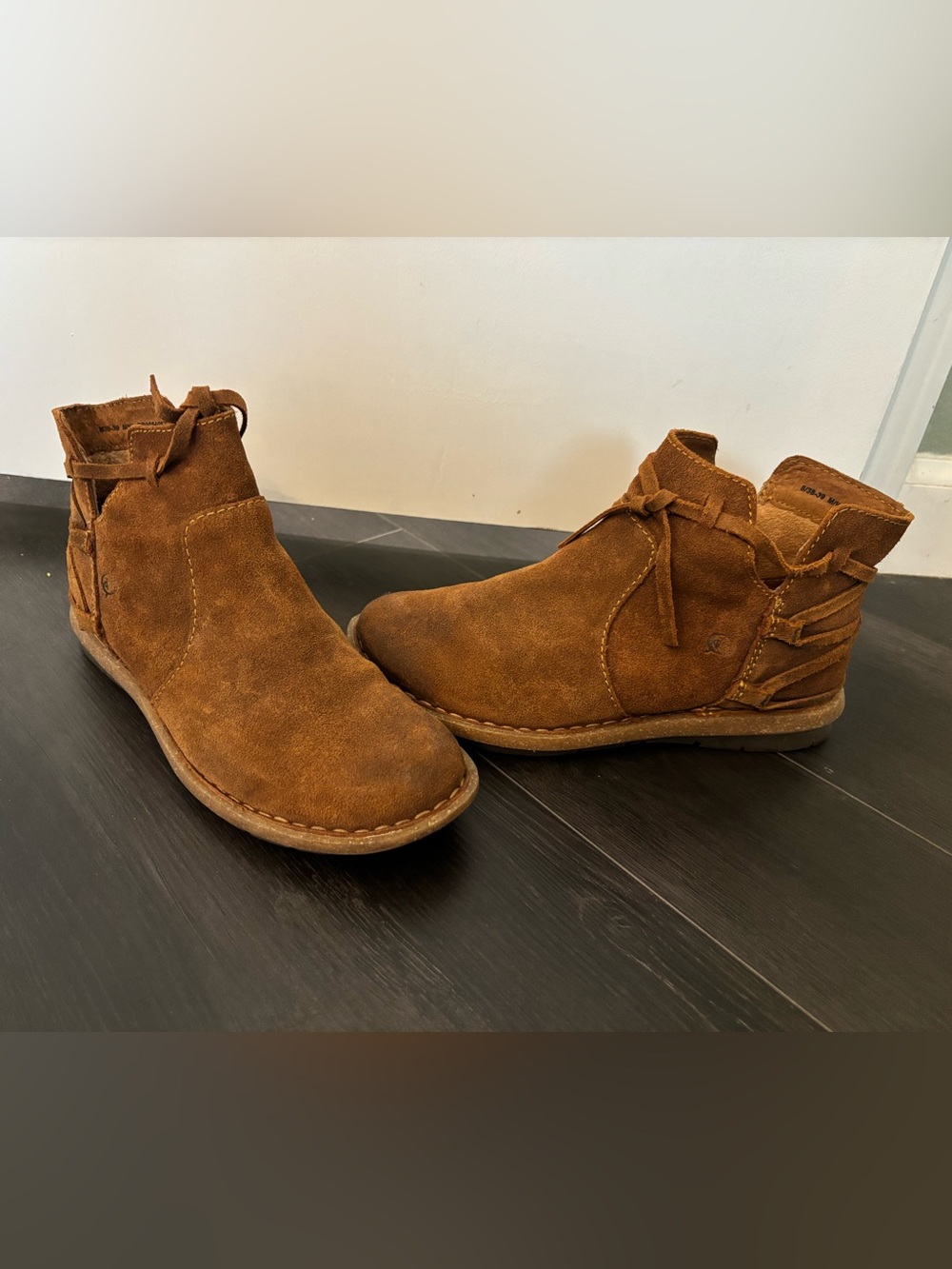 Born Women's Suede Ankle Boots in Cognac Brown
